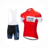 2019 Ropa Ciclismo IAM Rojo Blanco Mangas Corta y Culotte Corto