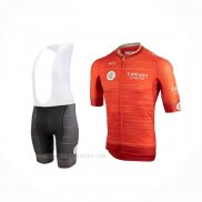 2019 Ropa Ciclismo UAE Tour Naranja Mangas Corta y Culotte Corto