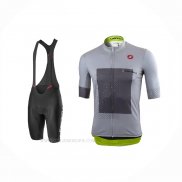 2021 Ropa Ciclismo Castelli Gris Blanco Mangas Corta y Culotte Corto(5)