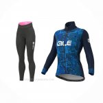 2021 Ropa Ciclismo Mujer ALE Azul Mangas Largas y Culotte Lunga