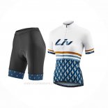 2021 Ropa Ciclismo Mujer Liv Blanco Azul Mangas Corta y Culotte Corto
