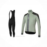 2021 Ropa Ciclismo RH+ Gris Verde Mangas Largas y Culotte Lunga