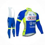 2021 Ropa Ciclismo Wanty-Gobert Cycling Team Azul Blanco Amarillo Mangas Largas y Culotte Lunga