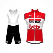 2022 Chalecos Cortavientos Lotto Soudal Rojo Mangas Corta y Culotte Corto