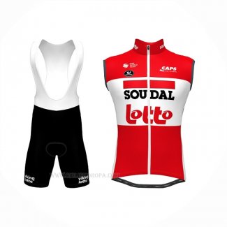 2022 Chalecos Cortavientos Lotto Soudal Rojo Mangas Corta y Culotte Corto