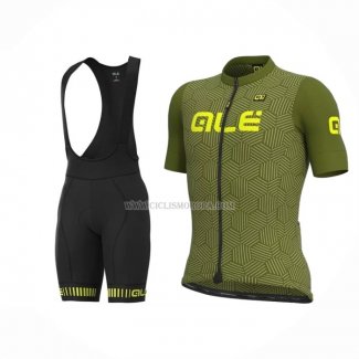 2022 Ropa Ciclismo ALE Verde Amarillo Mangas Cortas y Culotte ioui026