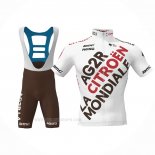 2022 Ropa Ciclismo Ag2r La Mondiale Blanco Marron Mangas Corta y Culotte Corto