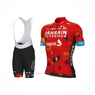 2022 Ropa Ciclismo Bahrain Victorious Rojo Mangas Corta y Culotte Corto