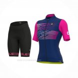 2022 Ropa Ciclismo Mujer ALE Azul Fucsia Mangas Corta y Culotte Corto
