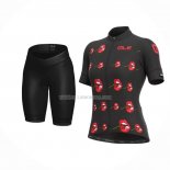 2022 Ropa Ciclismo Mujer ALE Rojo Negro Mangas Cortas y Culotte Corto