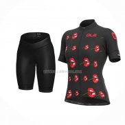 2022 Ropa Ciclismo Mujer ALE Rojo Negro Mangas Cortas y Culotte Corto
