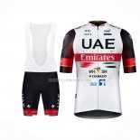 2022 Ropa Ciclismo Uae Negro Blanco Rojo Mangas Cortas y Culotte Corto