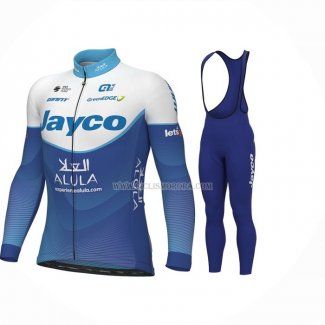 2023 Ropa Ciclismo Jayco Alula Azul Blanco Mangas Largas y Culotte Largo