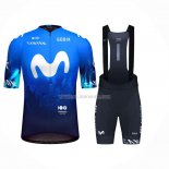 2024 Ropa Ciclismo Movistar Azul Blanco Mangas Cortas y Culotte Corto