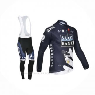 2013 Ropa Ciclismo Tinkoff Saxo Bank Azul Blanco Mangas Largas y Culotte Lunga