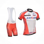 2014 Ropa Ciclismo Katusha Blanco Rojo Mangas Corta y Culotte Corto