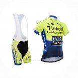 2014 Ropa Ciclismo Tinkoff Saxo Bank Azul Verde Mangas Corta y Culotte Corto