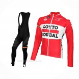 2015 Ropa Ciclismo Lotto Soudal Rojo Blanco Mangas Largas y Culotte Lunga