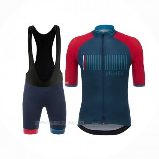 2017 Ropa Ciclismo Nimes Vuelta Espana Azul Rojo Mangas Corta y Culotte Corto
