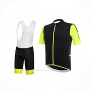 2017 Ropa Ciclismo RH+ Negro Amarillo Mangas Corta y Culotte Corto
