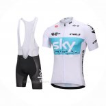 2018 Ropa Ciclismo Sky Blanco Azul Mangas Corta y Culotte Corto