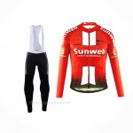 2019 Ropa Ciclismo Sunweb Naranja Blanco Mangas Largas y Culotte Lunga