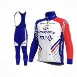 2020 Ropa Ciclismo Groupama-fdj Blanco Profundo Azul Rojo Mangas Largas y Culotte Lunga