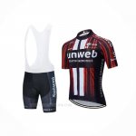 2020 Ropa Ciclismo Sunweb Negro Rojo Mangas Corta y Culotte Corto