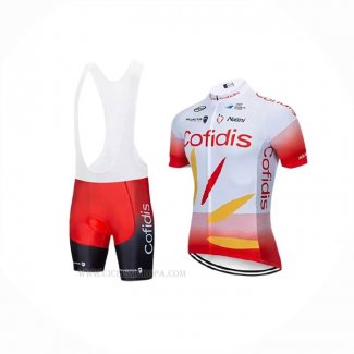 2021 Ropa Ciclismo Cofidis Blanco Rojo Mangas Corta y Culotte Corto