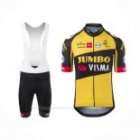 2021 Ropa Ciclismo Jumbo Visma Amarillo Mangas Corta y Culotte Corto