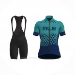 2021 Ropa Ciclismo Mujer ALE Apagado Azul Verde Mangas Corta y Culotte Corto