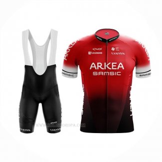 2022 Ropa Ciclismo Arkea Samsic Rojo Negro Mangas Corta Y Culotte Corto