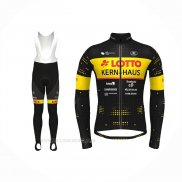 2022 Ropa Ciclismo Lotto-Kern Haus Negro Amarillo Mangas Largas y Culotte Lunga
