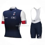 2023 Ropa Ciclismo Francia Azul Blanco Mangas Cortas y Culotte Corto