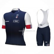 2023 Ropa Ciclismo Francia Azul Blanco Mangas Cortas y Culotte Corto