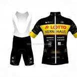 2023 Ropa Ciclismo Lotto-kern Haus Negro Amarillo Mangas Cortas y Culotte Corto