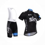 2015 Ropa Ciclismo Sky Azur Negro Mangas Corta y Culotte Corto
