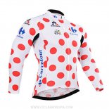 2015 Ropa Ciclismo Tour De France Blanco Rojo Mangas Largas y Culotte Lunga
