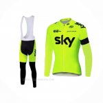 2016 Ropa Ciclismo Sky Verde Mangas Largas y Culotte Lunga