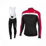 2016 Ropa Ciclismo Sportful Negro Rojo Mangas Largas y Culotte Lunga