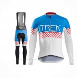 2016 Ropa Ciclismo Trek Bontrager Azul Blanco Mangas Largas y Culotte Lunga