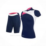 2017 Ropa Ciclismo Mujer RH+ Azul Mangas Corta y Culotte Corto