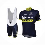 2017 Ropa Ciclismo Mujer Scott Negro Amarillo Mangas Corta y Culotte Corto