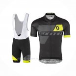2017 Ropa Ciclismo Scott Amarillo Negro Mangas Corta Y Culotte Corto