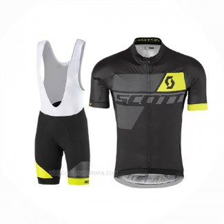 2017 Ropa Ciclismo Scott Amarillo Negro Mangas Corta Y Culotte Corto