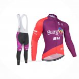2019 Ropa Ciclismo Burgos BH Violeta Rojo Mangas Largas y Culotte Lunga