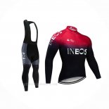 2019 Ropa Ciclismo Castelli Ineos Negro Rojo Mangas Largas y Culotte Lunga