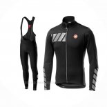 2019 Ropa Ciclismo Castelli Raddoppia 2 Negro Plata Mangas Largas y Culotte Lunga