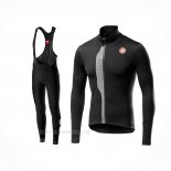 2019 Ropa Ciclismo Castelli Tras Negro Plata Mangas Largas y Culotte Lunga