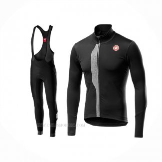 2019 Ropa Ciclismo Castelli Tras Negro Plata Mangas Largas y Culotte Lunga
